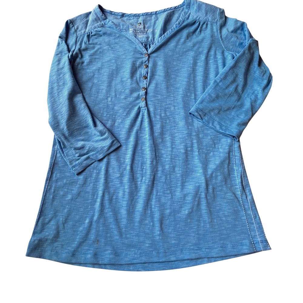 Kuhl Henley Top XS Blue 3/4 Sleeve Button Front Outdoor Casual